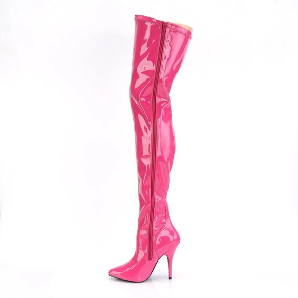 Pleaser Shoes - Pleaser SEDUCE-3000 5" Heel Stretch Thigh High Boot, Hot Pink, US Women's 10